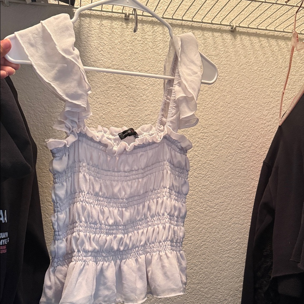 Moa Moa White Ruffled Blouse